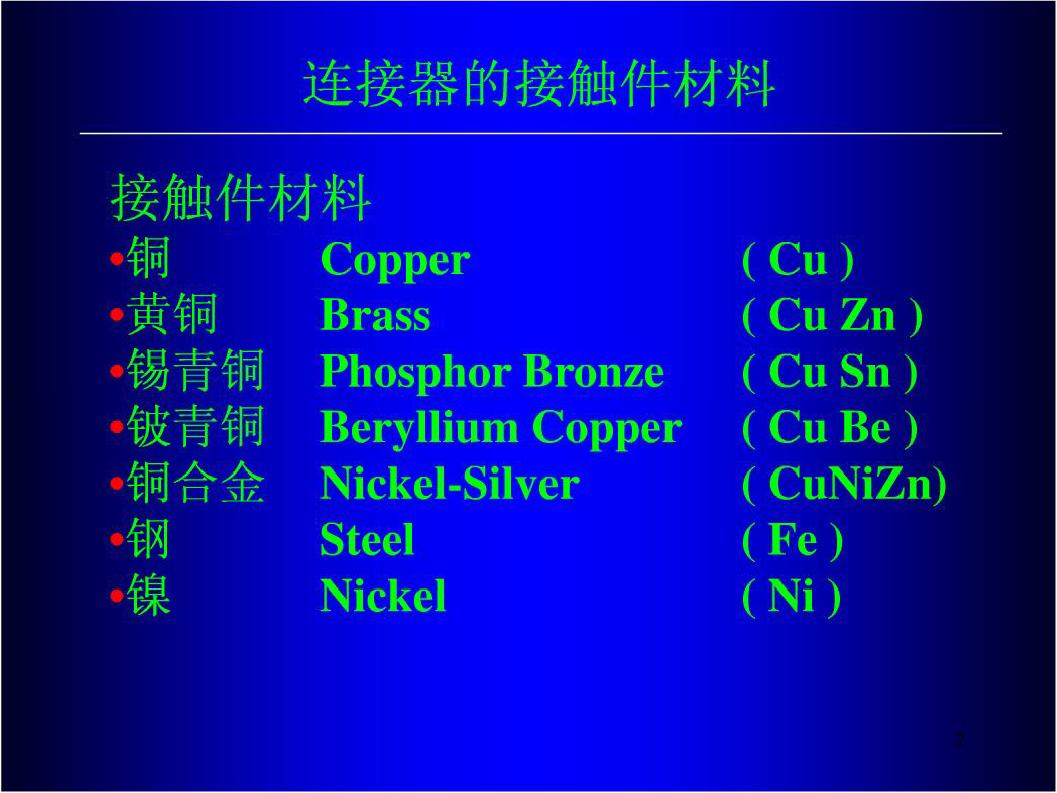 连接器接触件常用材料